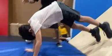 A student in the Pinpoint Fitness Flips Class